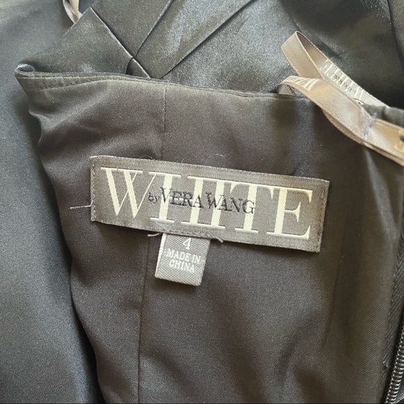 White by Vera Wang Black Pleated Chiffon Strapless Cocktail Dress Size 4 - Picture 5 of 7